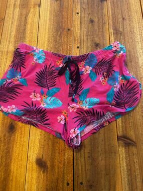 Secret Treasures Women's Sleep Shorts Size M Pink Tropical Floral Lounge Shorts